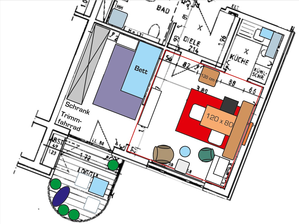 Wohnungsgrundriss als Zeichnung